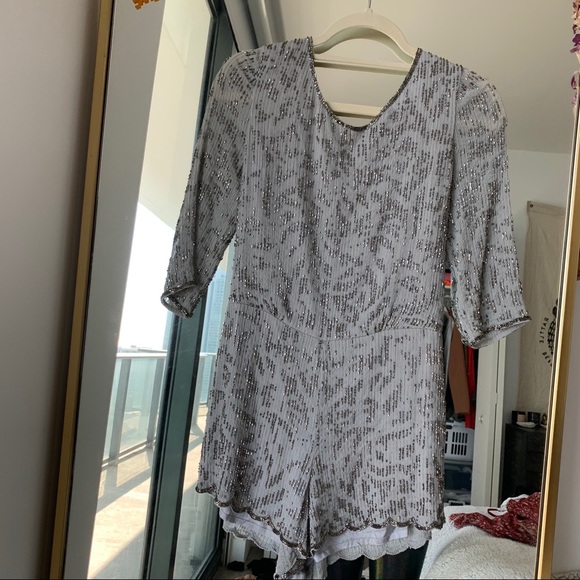 Free people long sleeve sequin romper - Picture 2 of 5